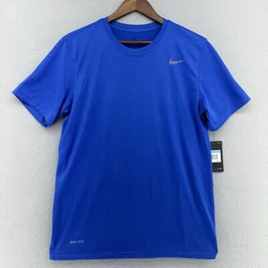 Nike Swoosh T Shirt Dri-Fit Blue Short Sleeve Classic Athletic Tee Mens M Preppy - Picture 1 of 7