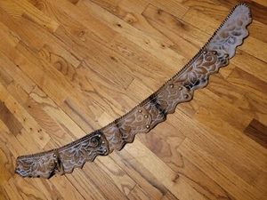 Handmade Wide Festival Belt Leather Cowhide Hair Fur Scalloped Floral Mandala - Picture 1 of 9