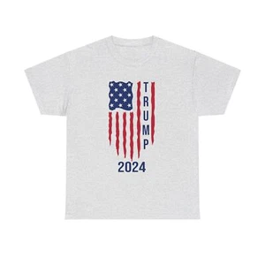 Trump 2024 American Flag Unisex Heavy Cotton Tee - Picture 1 of 29