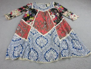Anthropologie Vanessa Virginia Dress Womens 10 Blue Paisley Floral Tunic - Picture 1 of 13