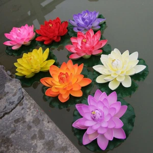 5pcs Artificial Lotus Water Lily Flower Floating Pool Pond Eternal Plant Decor - Picture 1 of 31