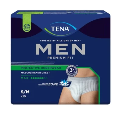 TENA for Men Premium Fit Level 4 Pants Medium Pack of 10 - Choose Pack Option