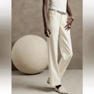 Banana Republic High-Rise Straight Italian Wool Pant Size 12 Cream #773624 - Picture 1 of 7