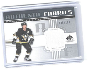 2011 2011-12 SP GAME USED MARIO LEMIEUX AUTHENTIC FABRICS JERSEY 088/100 PENS