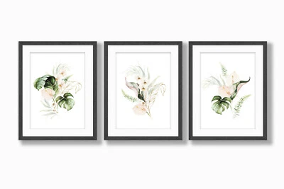 Impresiones murales florales tropicales, arte mural verde, arte mural botánico, decoración del hogar Foto 1 de 4