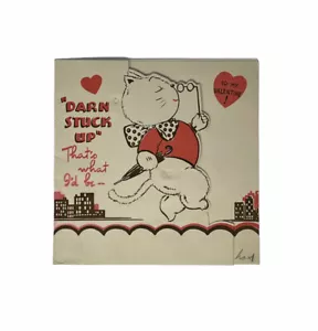 Valentine Vintage gestanzte Buchkarte anthropomorphe schicke Katze zum Stuck Up Kätzchen SELTEN - Bild 1 von 5
