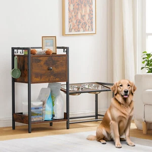 HOOBRO Elevated Dog Bowl Stand 39"L x 11.8"W x 30.1"H Raised Dog Bowl - Picture 1 of 10