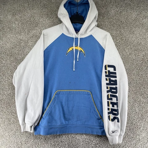 Reebok Los Angeles Chargers Hoodie Mens M Medium Blue Center Logo NFL Pullover Cover