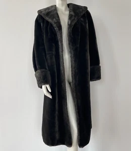 Huge 1950s SWING COAT Heavy Thick Super Soft Faux Fur Dark GREY GRAY Large 14 16 - Picture 1 of 21