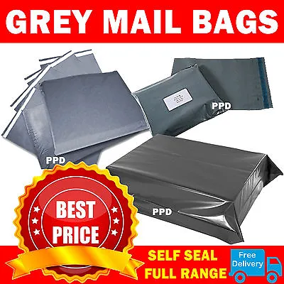 Grey Mailing Bags Strong Poly Postal Postage Post Mail Self Seal All Sizes Cheap • 80.81£