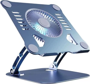 Supporto di Raffreddamento per Laptop con Ventilatore a 3 Velocità, Altezza Regolabile Supporto per Laptop per Scrivania, - Foto 1 di 6