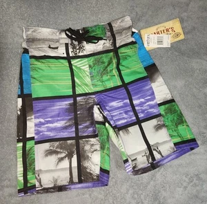 Boys Size 7 CARTER’S WATCH THE WEAR Blue Green Purple Tropical Swim Trunks - Picture 1 of 6