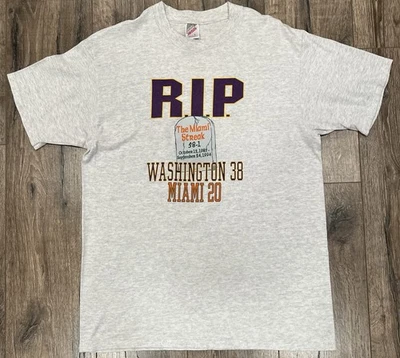 Vintage 1994 Washington Huskies Football Whammy In Miami Hurricanes Large Shirt - Image 1 of 4
