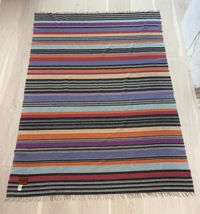 MISSONI Erode gestreifte Wollmischung Überwurf Decke in Arancio EUC 52”x72” Fransen - Bild 1 von 8