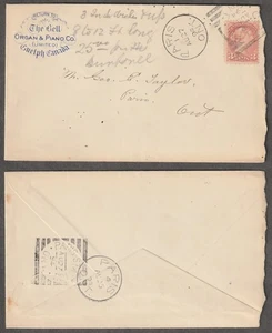 Canada GUELPH ON Squared Circle QV 3c Small Queen THE BELL Organ & Piano 1894 - Picture 1 of 1