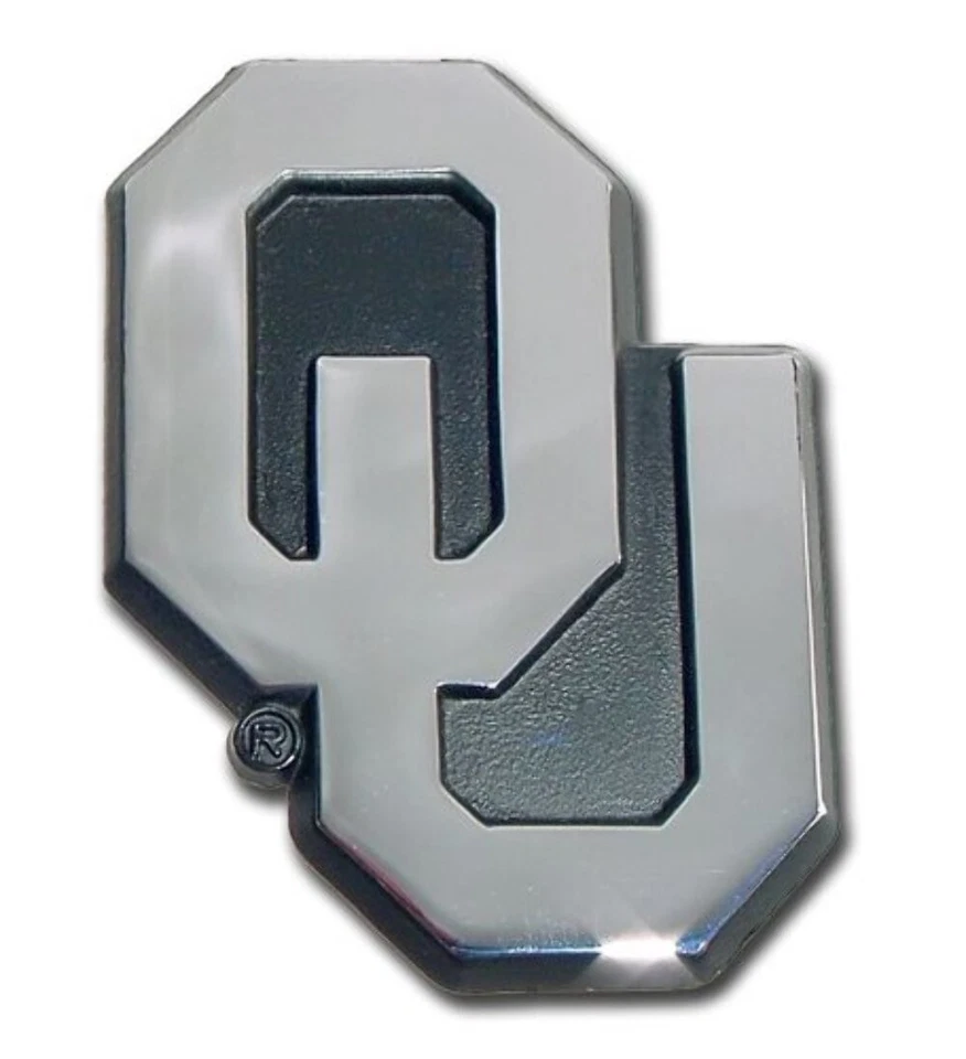 Oklahoma Sooners NCAA Premium Solid Chrome Metal Auto Emblem Team Logo Car Decal - Image 1 of 1