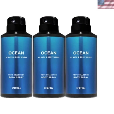 Spray Corporal Desodorizante Masculino Bath and Body Works Ocean, 3,7 Oz, Pacote com 3 - Imagem 1 de 2