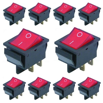 ✅Wippschalter 10 Stück Beleuchtet Ein/Aus 4polig 230V15A Schalter Wippenschalter - Bild 1 von 4