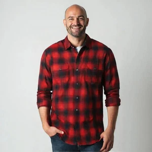 Field & Stream camicia uomo con bottoni in flanella rossa manica lunga taglia XL - Foto 1 di 7