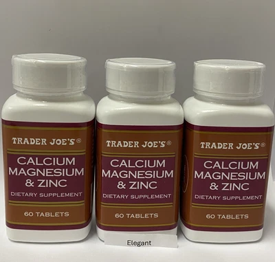 New Trader Joe's Calcium Magnesium & Zinc 60ct x 3 Bottles EXP 02/2027 or After - Image 1 of 2