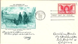Painting by George Gray Honoring Francis Scott Key Aug. 9, 1948 Mail Cover FDC - Picture 1 of 1