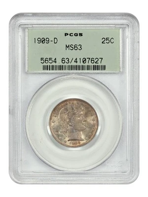 1909-D 25C PCGS MS63 (OGH) - Barber Quarter - Image 1 of 4