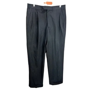 Vintage Brooks Brothers Wool Pants Mens 32x29 Gray Pleated Cuffed USA Made - Picture 1 of 13
