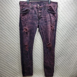 True Religion Hose Herren 36 Rocco Relaxed Skinny Rot Distressed Acid Wash - Bild 1 von 13