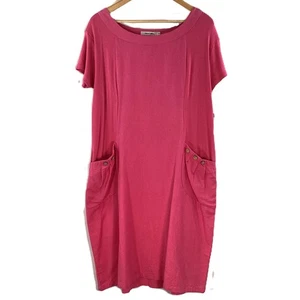 Alice Collins 'Hettie' Pink Cotton & Linen Pocketed T-Shirt Dress UK 20 NWT - Picture 1 of 9