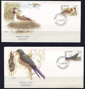 Sierra Leone: 1990 Native Birds Audubon Society First Day Covers - Picture 1 of 1