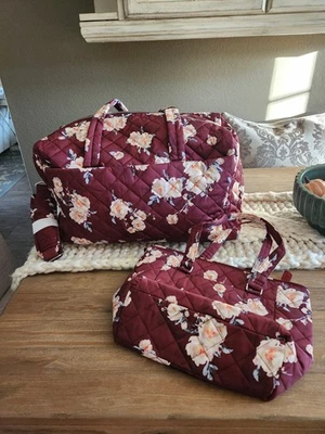 Bolso de Lona de Viaje Vera Bradley Performance Sarga y Bolso de Mano Flores y Ramas NUEVO Foto 1 de 4