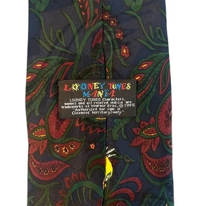 Vintage 1995 Looney Tunes Sylvester Tweety Paisley Necktie Men - Picture 1 of 9