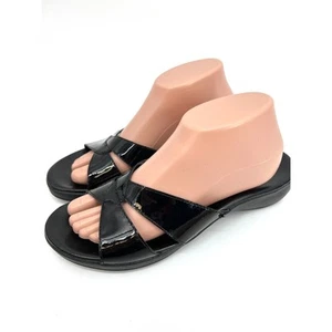 Coldwater Creek Black Leather Criss Cross Slip on Sandals Size 9.5 M - Picture 1 of 8
