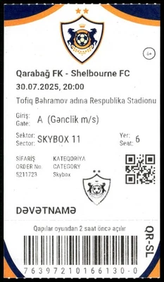 Biglietto 2025 Qarabag vs. Shelbourne FC Champions League 38558 - Immagine 1 di 2