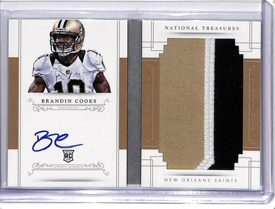 National Treasures Brandin Cooks 2014 Jumbo parche de novato folleto automático #30/99 Foto 1 de 2