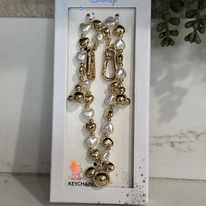 Disney Mickey Mouse Bag Charm Chain Faux Pearl Hearts - Picture 1 of 3