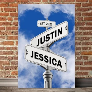 Wedding Gifts for Couple, Custom Names Street Sign Art Wedding Street Sign Print - Picture 1 of 8