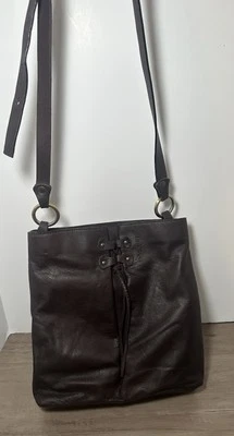 Bolso de Mano Nannini Italiano Cuero Corbata Frontal Marrón Correa Ajustable Foto 1 de 4