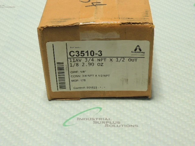 ARMSTRONG C3510-3 VENTILACIÓN AIRE 3/4"NPT ENTRADA X 1/2" SALIDA ACERO INOXIDABLE 11AV Foto 1 de 1