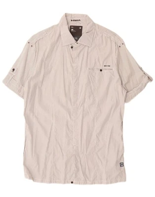 G-STAR Mens Military Short Sleeve Shirt 2XL Grey Striped Cotton BX14 - Image 1 of 3