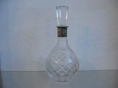 Bauchige Karaffe Weinkaraffe Likörkaraffe Kristall 30 cm Montur Silber 925er - Bild 1 von 4