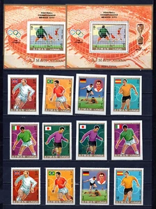 AJMAN 1970 SOCCER WORLD CUP MEXICO 2 SETS OF 6 STAMPS & 2 S/S OVERPRINTED MNH - Picture 1 of 1