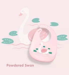 1pc Pink Swan Cute Infant Kids Apron Pick food Pocket Baby Silicone Bibs Feeding - Picture 1 of 7