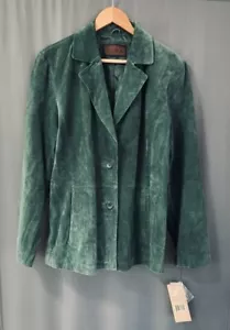 Giacca blazer Siena pelle scamosciata taglia 14 verde bosco classico silenzioso lusso chic - Foto 1 di 19
