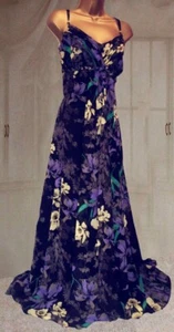 ✨ MONSOON Floral Purple Black Chiffon Party Evening Party Maxi Dress - Size 18 - Picture 1 of 4