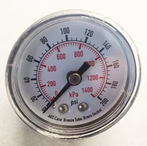 Grainger Press. Guage 0-200 PSI 1-1/2" Dial 1/8" NPT Male Thread Center 4FLZ9A - Picture 1 of 4