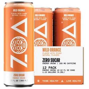Zero Sugar Energy Drinks, Wild Orange - Sugar Free with Electrolytes, Healthy... - Picture 1 of 8
