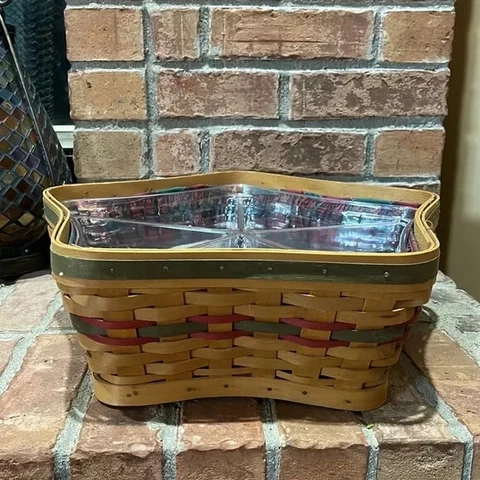 Vtg Longaberger 2001 Holiday Hostess Green Shining Star Basket Cover