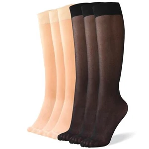 6 Pack Women's Knee High Stocking Nylon Pantyhose Socks US Alpha One Size Reg... - Picture 1 of 5