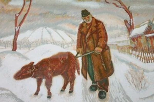 QUADRO ACQUERELLO ORIGINALE SU CARTA HARRY DANIELS EBREO KOLO POLONIA ANNI '30 - Foto 1 di 7